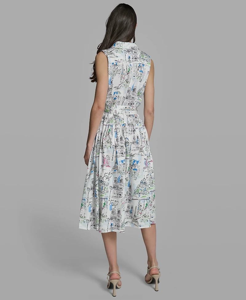 Karl Lagerfeld Paris Petite Collared Neck Midi Dress
