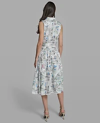 Karl Lagerfeld Paris Petite Collared Neck Midi Dress
