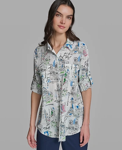 Karl Lagerfeld Paris Petite Long-Sleeve Shirt