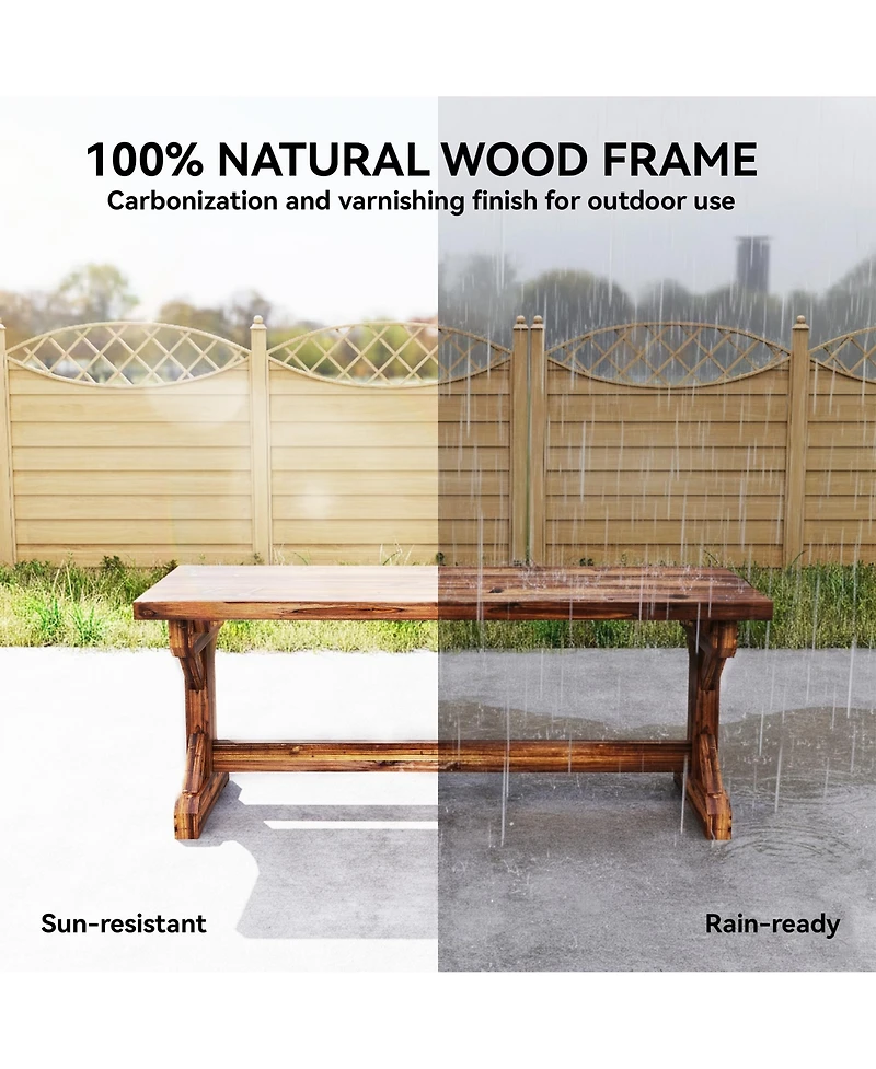 Outsunny Outdoor Wooden Bench, Rustic Garden Bench Loveseat