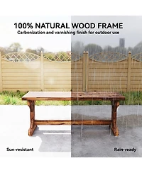 Outsunny Outdoor Wooden Bench, Rustic Garden Bench Loveseat