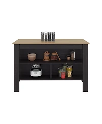 Fm Furniture Aiken Broom Cabinet with Storage Shelves and Broom Hangers, Wengue