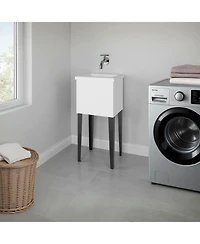 Fm Furniture Katy Compact Utility Sink with Metal Legs for Laundry Room