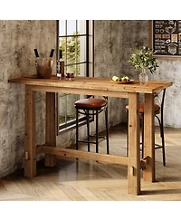 Tribesigns 63" Solid Wood Bar Table, Tall Pub Table for 4-6 People, Kitchen Counter Height Table for Dining & Home Bar