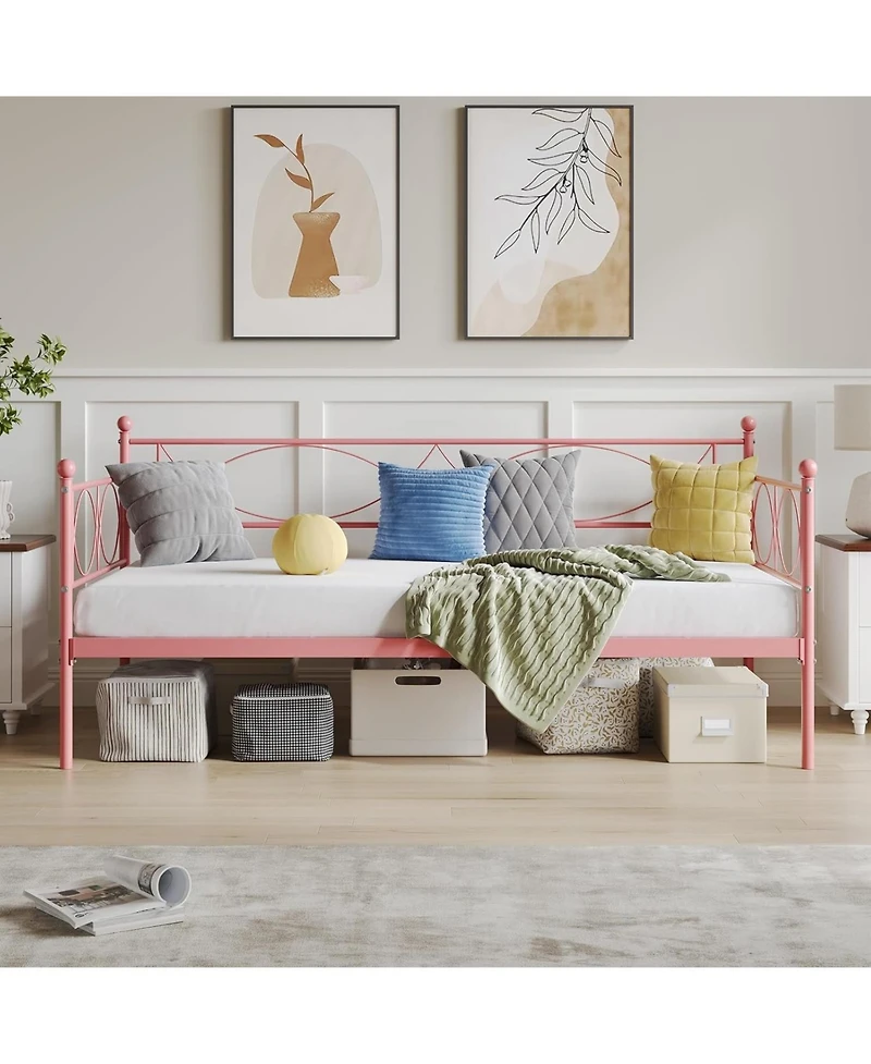 gaomon Metal Daybed with Heavy Duty Slats- Mattress Foundation Platform- Multi-Functional Sofa Bed for Living Room- Bedroom- Guest Room