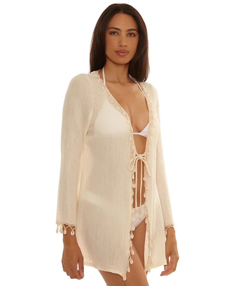 Becca Women's Caught The Net Tie-Front Cover-Up Tunic