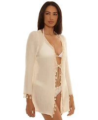 Becca Women's Caught The Net Tie-Front Cover-Up Tunic
