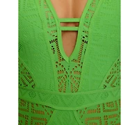 Becca Women's Color Play Crochet Plunge One-Piece Swimsuit