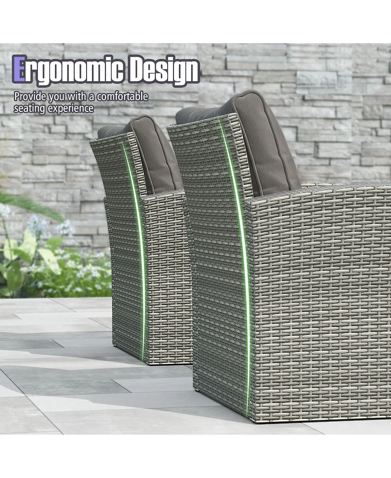 Gymax Set Of 4 Patio Furniture Set w/ Rattan Chairs Loveseat Coffee Table Cushions