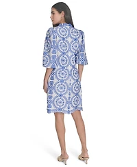 Jessica Howard Women's Printed Collared Short Dress