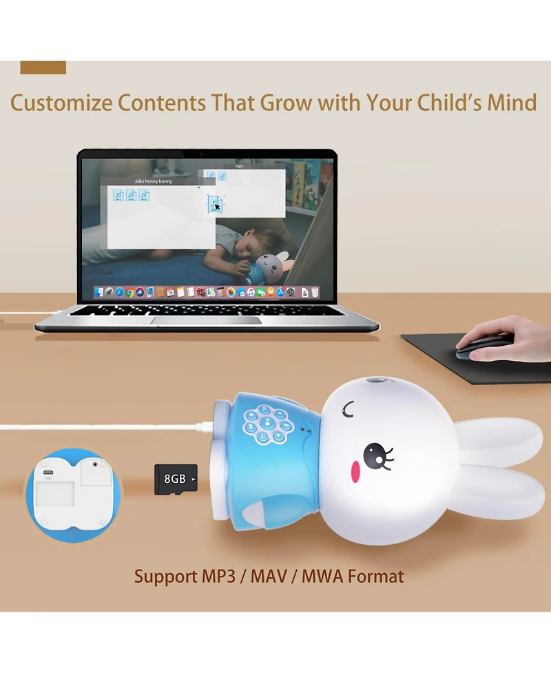 Alilo Honey Bunny Kids Audio Player – Musical Story Toy with Nightlight & Soothing Sounds
