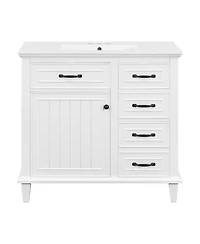 Sillysis 36" Bathroom Vanity with Ceramic Sink, Flip Drawers and Adjustable Shelf
