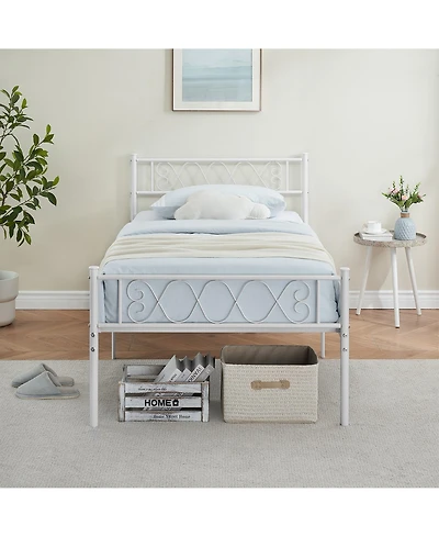 gaomon Bed Frame Metal Platform with Headboard Footboard Strong Slats Under Storage No Box Spring Easy