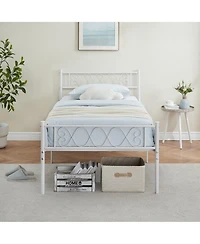 gaomon Bed Frame Metal Platform with Headboard Footboard Strong Slats Under Storage No Box Spring Easy