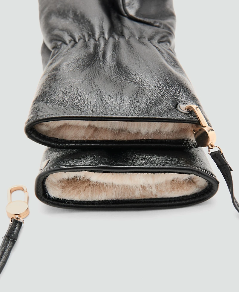Mango Women's Leather Mittens