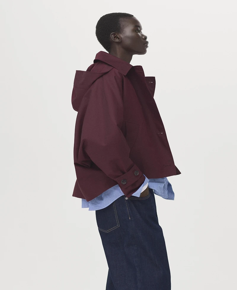 Mango Women's Double-Breasted Hood Trench Coat