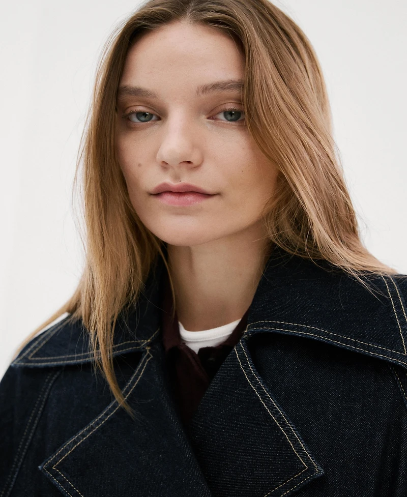 Mango Women's Denim Belt Trench Coat