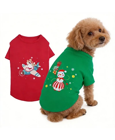 Aronkl 2 Pack Breathable Cotton Spandex Dog T-shirts for Year-Round Comfort