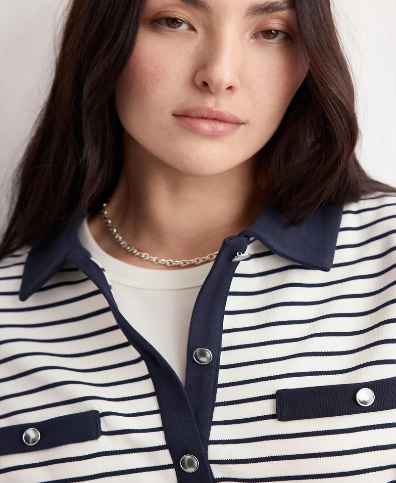 Mango Women's Jewel Buttons Striped Cardigan