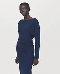 Mango Women's Boat-Neck Ruched Dress