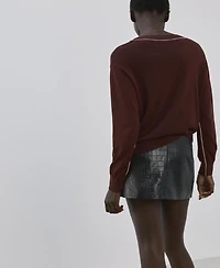 Mango Women's Contrast Piping V-Neck Sweater