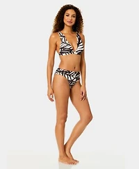 Anne Cole Womens Scallop Neck Plunge Swim Top Mid Rise Swim Bottoms