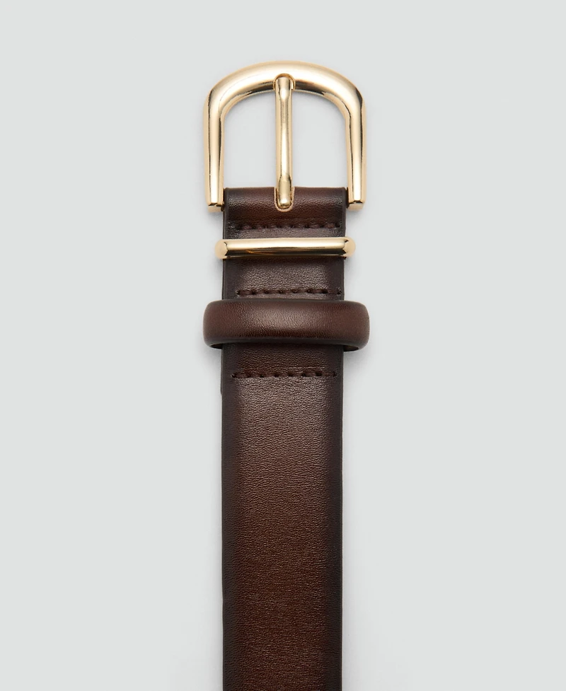 Mango Women's Buckle Leather Belt