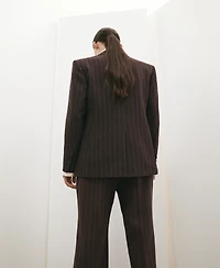 Mango Women's Double-Breasted Pinstripe Suit Blazer