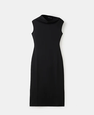 Mango Women's Asymmetrical-Neck Midi Dress