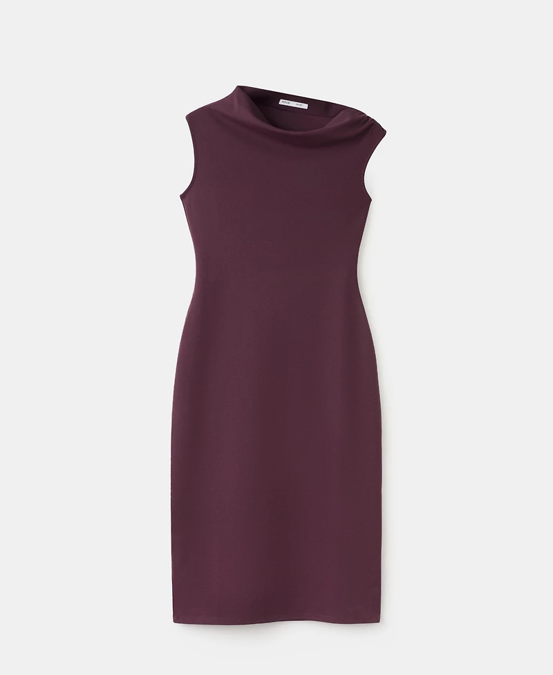 Mango Women's Asymmetrical-Neck Midi Dress
