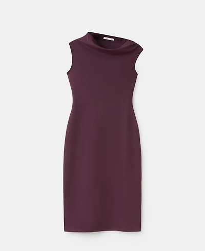 Mango Women's Asymmetrical-Neck Midi Dress