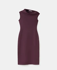 Mango Women's Asymmetrical-Neck Midi Dress