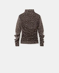 Mango Women's Ruched Polka Dot T-Shirt