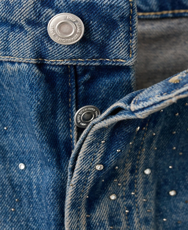 Mango Women's Rhinestones Wide Leg Jeans