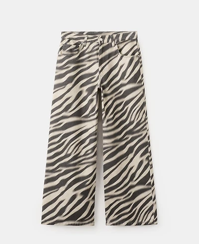Mango Women's Zebra-Print Straight-Fit Jeans
