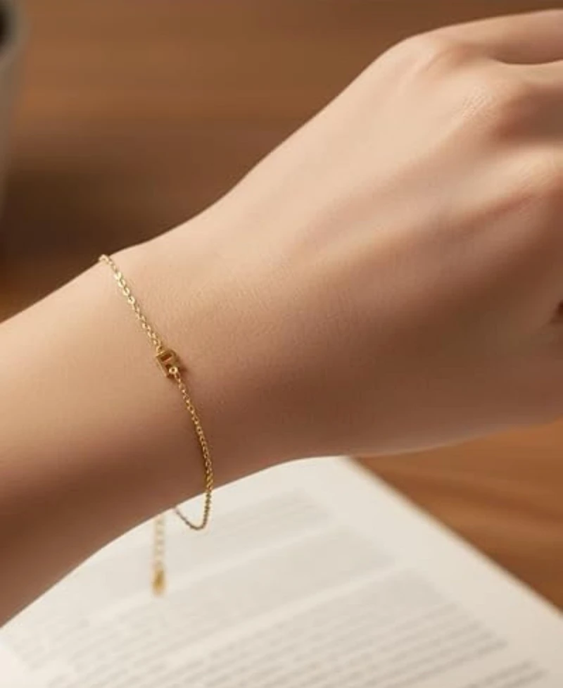 Inez Initial Bracelet/Anklet - 18K Gold Plated Sterling Silver