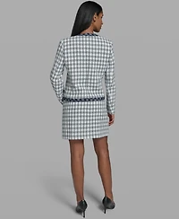 Karl Lagerfeld Paris Women's Open-Front Checkered Jacket