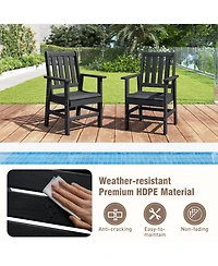 Gymax 6PCS Patio Dining Bench Set Outdoor Hdpe Weather Resistant Table & Chairs