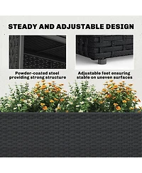 Outsunny Raised Garden Bed with Adjustable Foot Pads,