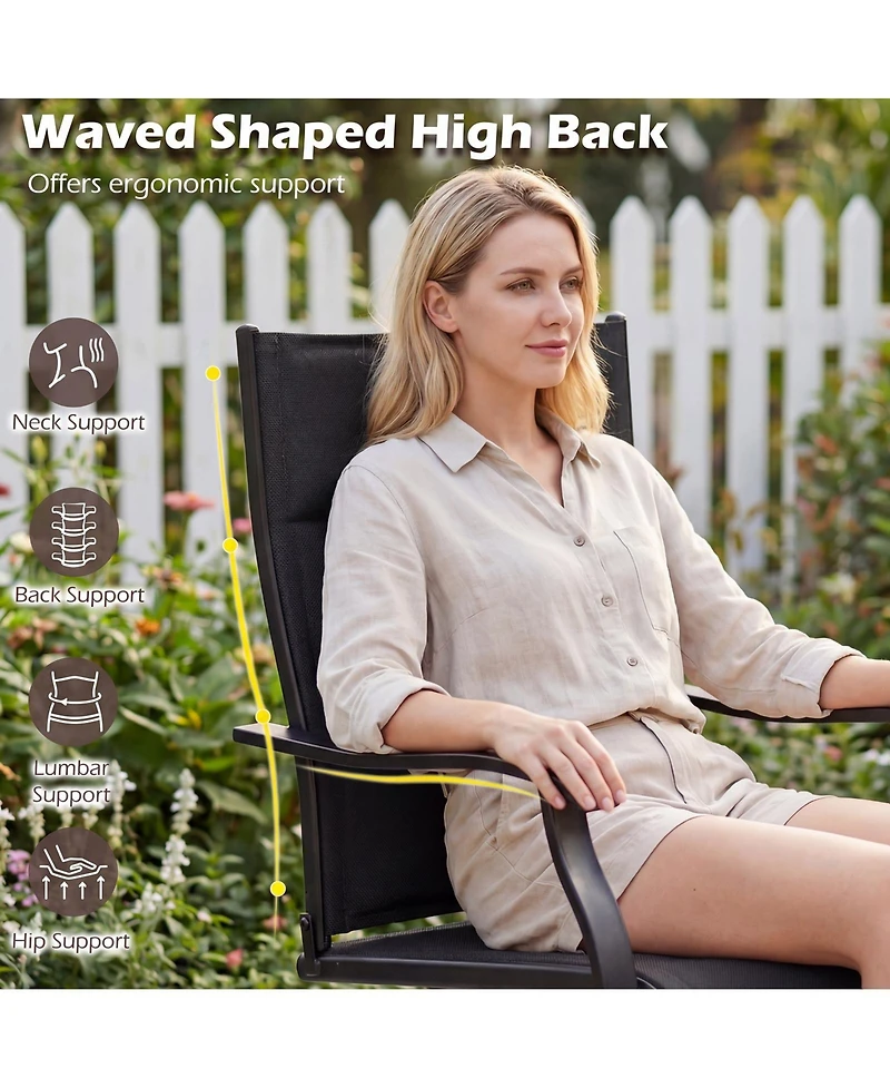 Gymax Padded Patio Swivel Chairs Set of 2 Ergonomic Outdoor Dining w/High Back