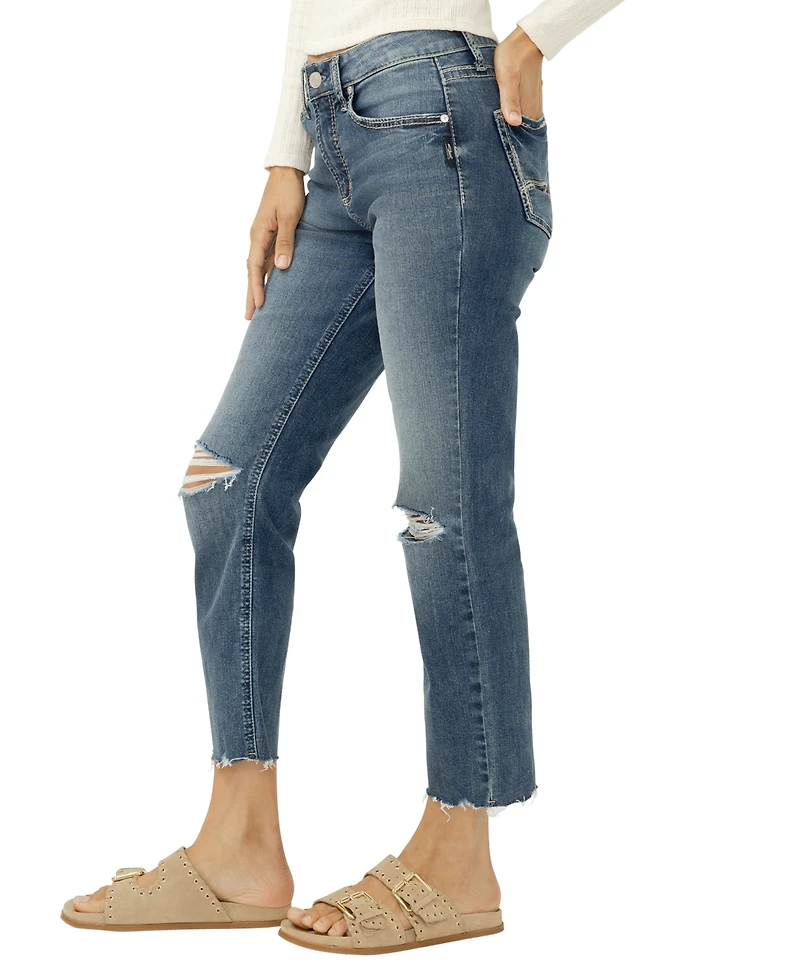 Silver Jeans Co. Women's Avery High-Rise Straight-Leg Cropped