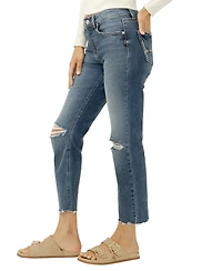 Silver Jeans Co. Women's Avery High-Rise Straight-Leg Cropped