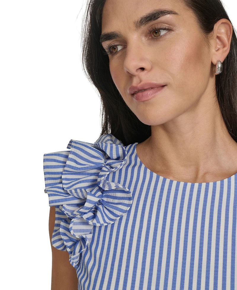 Jessica Howard Petite Ruffle-Detail Sleeveless Sheath Dress