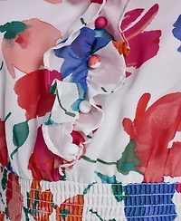 Jessica Howard Petite Printed Smocked-Waist Midi Dress