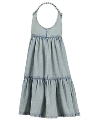 Tommy Hilfiger Girls' 7-16 Rope Trim Scoop Neck Denim Dress