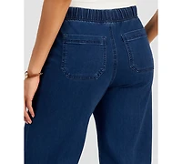 Style & Co Women's Cropped High Rise Wide-Leg Jeans, Macy's Exclusive