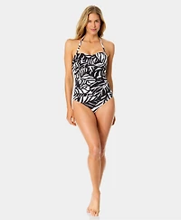 Anne Cole Women's Twist-Front Shirred Printed One-Piece Swimsuit