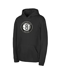 Outerstuff Big Boys and Girls Black Brooklyn Nets Logo Fleece Hoodie