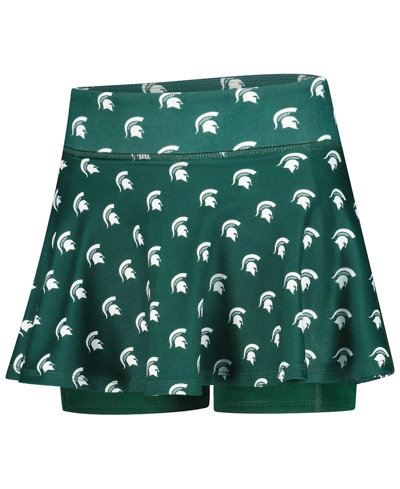 ZooZatz Big Girls Green Michigan State Spartans All-Over Print Tennis Skort