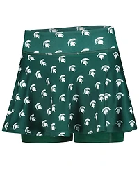 ZooZatz Big Girls Green Michigan State Spartans All-Over Print Tennis Skort